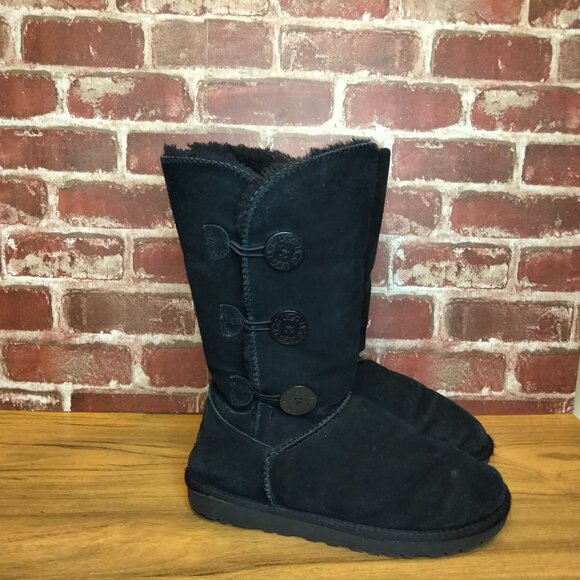 UGG Boots Womens Size 9 Tall Bailey Button Black - Picture 1 of 9
